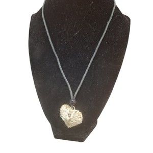 Silver Gun Metal Oversize Wrapped Wire Heart Necklace